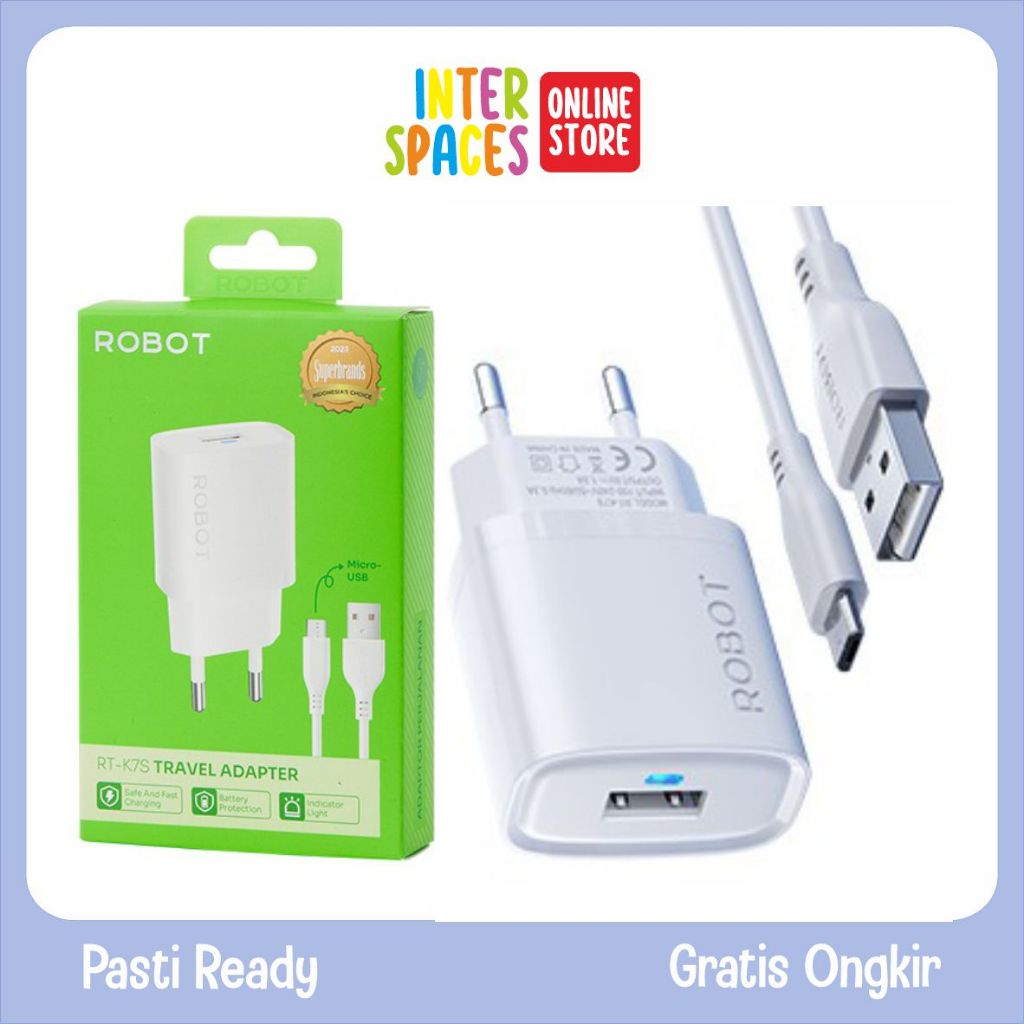 Jual Robot RT-K7 Quick Charge 5V/1A Fireproof Charger With Micro USB ...