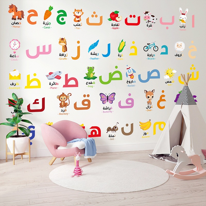 Jual stiker dinding alphabet / abjad arab edukasi anak belajar wall ...