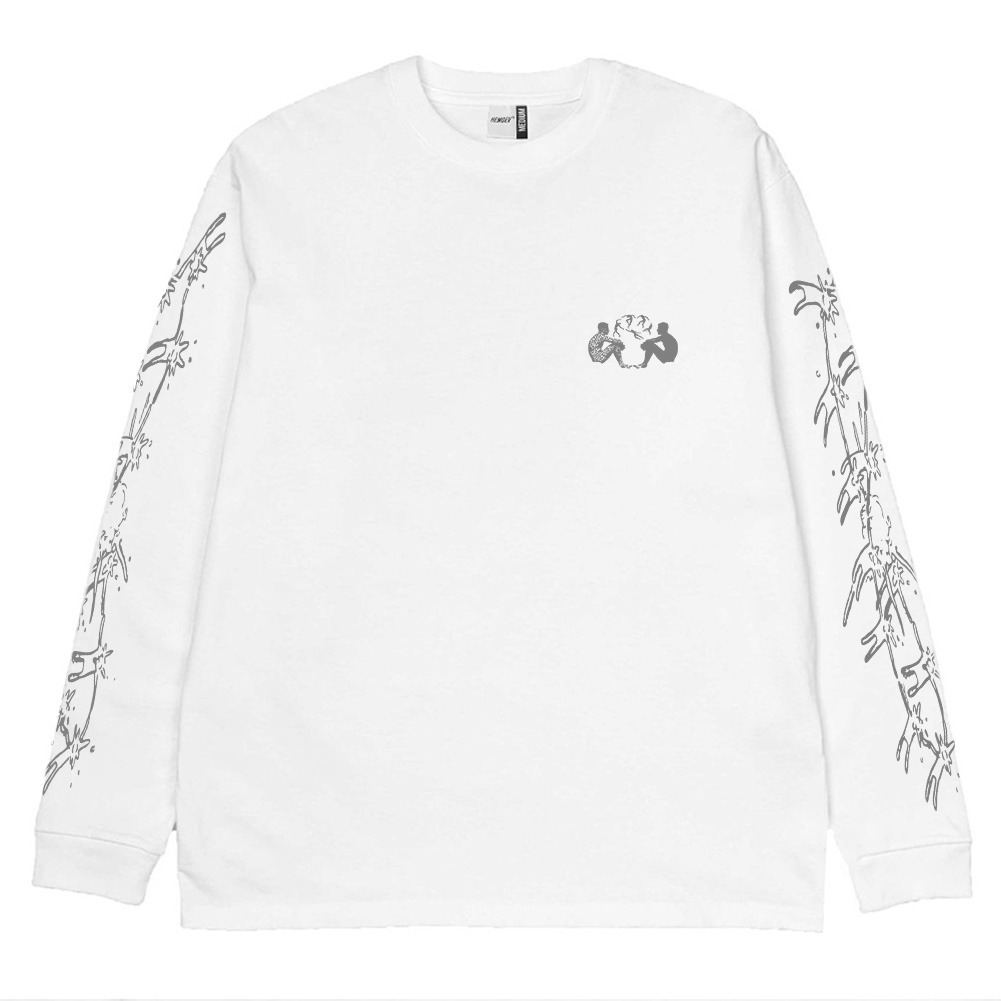 Jual Hemdev Tshirt Longsleeve Messa White Tees Katun | Shopee Indonesia