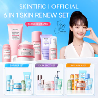 [6PCS!!]SKINTIFIC-Paket-Skincare Set | Serum Moisturizer Gel Toner Sunscreen Cleansing Mouss Facial Wash Day Night Cream Acner| Glowing Barrie Anti-Age Exfoliating Brightening Whitening Whitening with Vitamin C Niacinamide Retinol Bundle