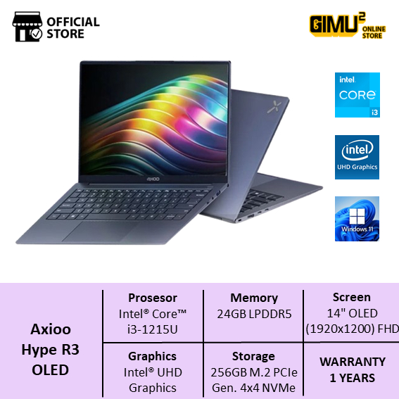 Jual Axioo Hype R3 FHD OLED i3 1215U 24GB 256GB SSD 14