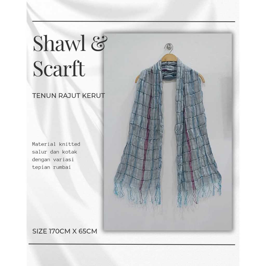 Jual Syal Wanita Kerut Rajut Bahan Knit Salur | Scarf Knited | Shawl ...