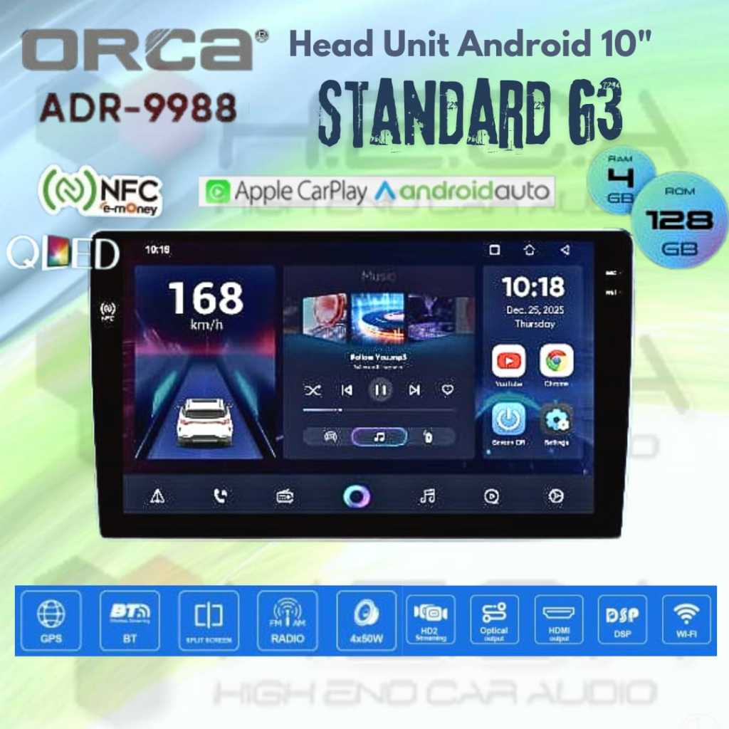 Jual ORCA Standard G3 4/128 GB 10 inch Android NFC QLED ADR-9988 Gen3 ...