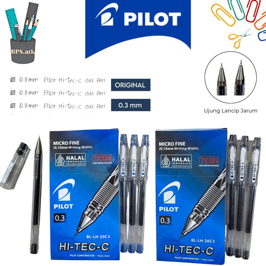 Jual (12 pcs) PILOT Pulpen Gel Hi-tec BLLH20C3 0.3 Pena Pen Ujung