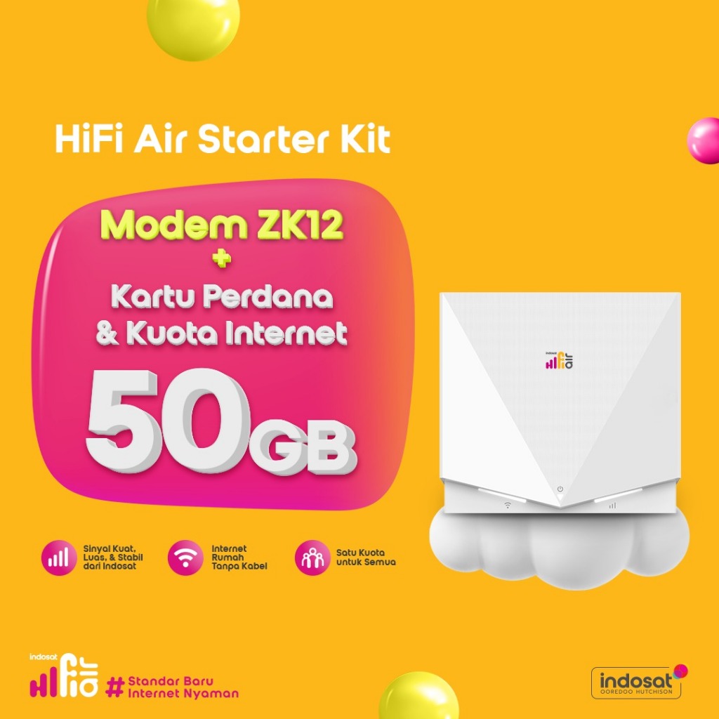Indosat HiFi Air ZTE K12 Wifi Modem 4G LTE 50Gb