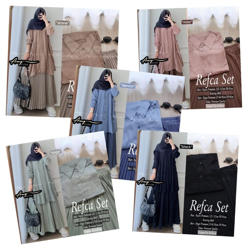 Jual Refca Set Tunik Rayon Mix Rok Plisket (Any) | Shopee Indonesia