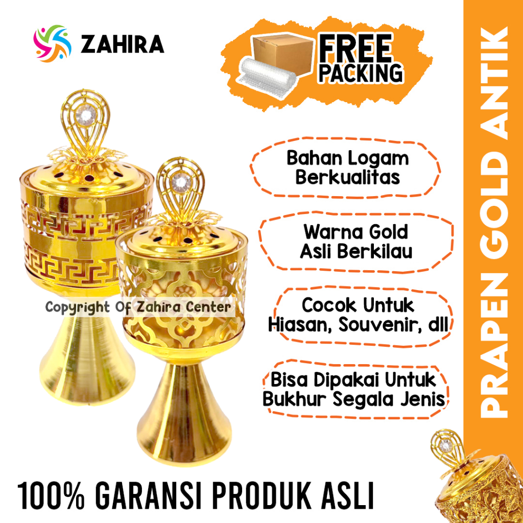 PRAPEN GOLD PREMIUM ANTIK Manual Mabkhara Untuk Wadah Tempat Buhur Arab Awet Souvenir Pernikahan