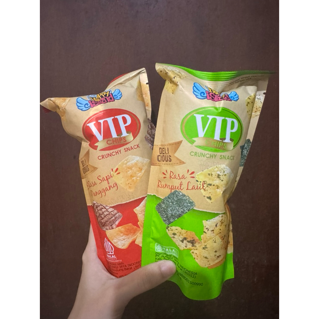 Jual VIP Chips 28Gram Crunchy Snack Rumput Laut Sapi Panggang Makanan ...