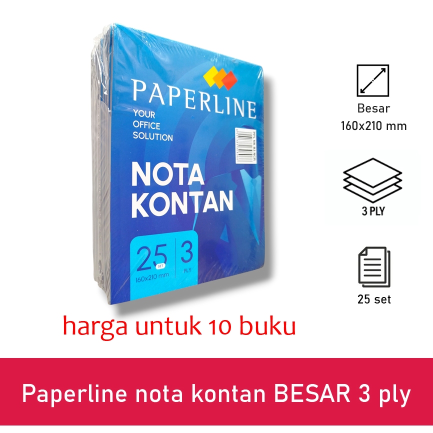 Jual Buku nota Paperline 3 ply BESAR Buku nota kontan 3 rangkap buku ...