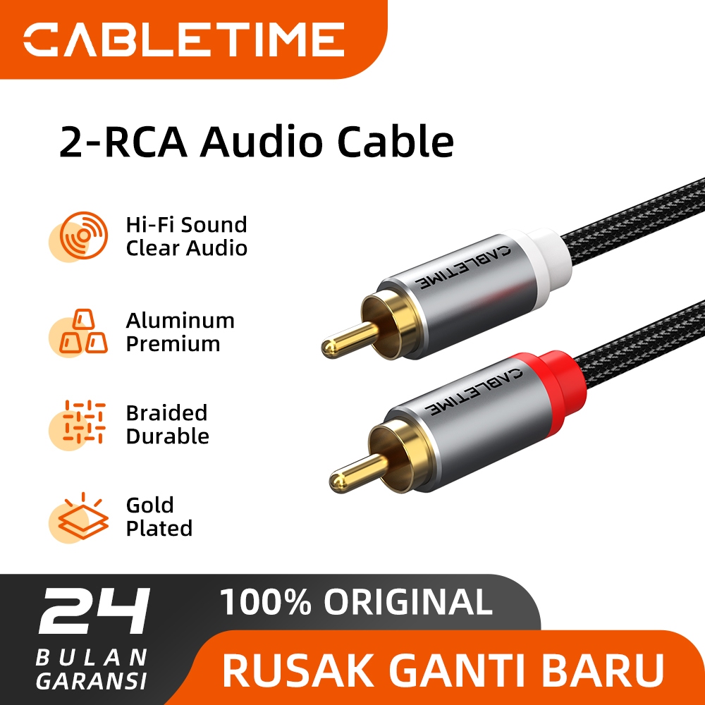 Jual CABLETIME Kabel Audio RCA 2x Male to Male Stereo Premium Quality ...