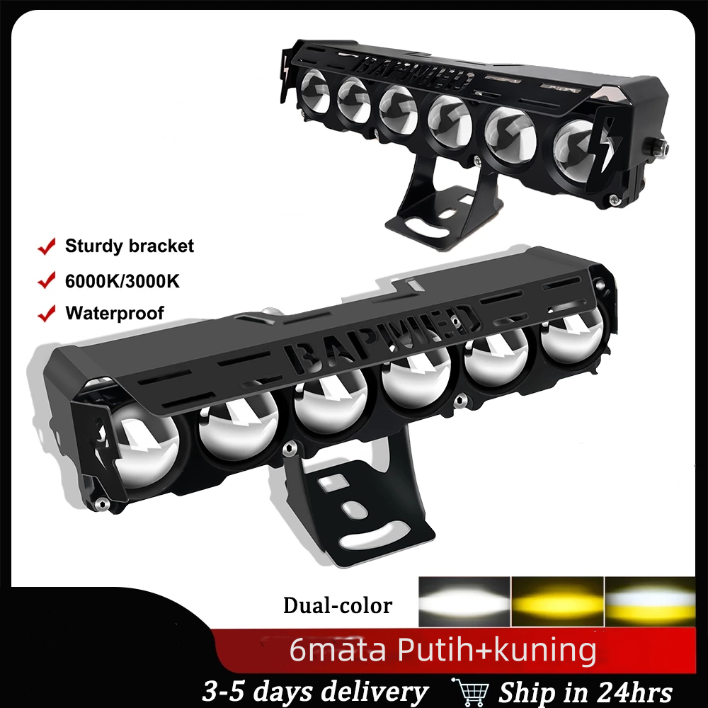 LAMPU SOROT SQL 6 LED PRO CAHAYA SUPER TERANG 70 WATT LASER LED PREMIUM PEMAKAIAN MOTOR DAN MOBIL / LAMPU TEMBAK 6 MATA