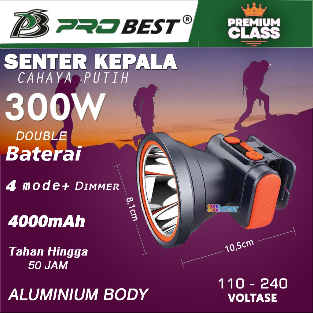 Jual PROBEST Senter Kepala Headlamp PREMIUM Ori Kualitas Super Bagus ...