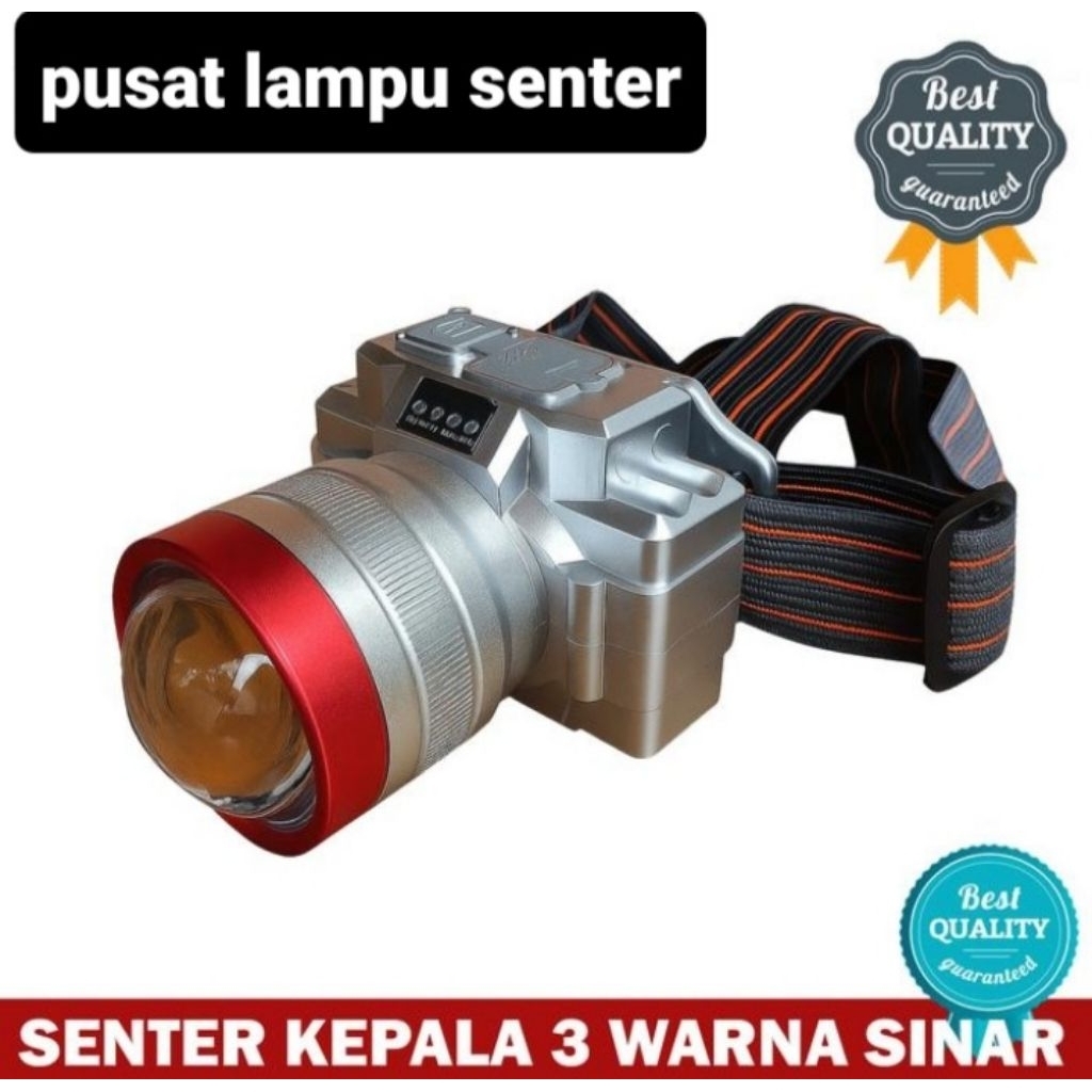 Jual Senter kepala 3 Warna Cahaya putih kuning biru 200w LEED Laser ...