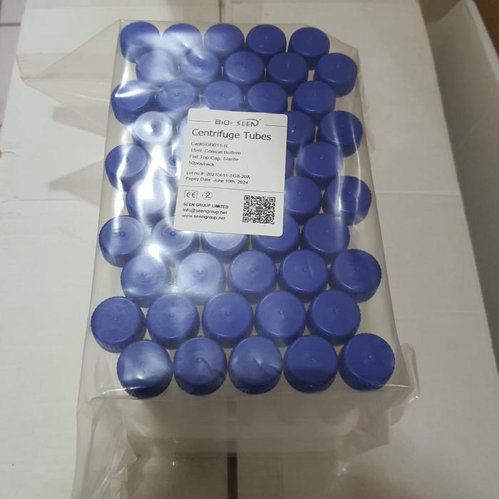 Jual Tabung Centrifuge 15 ml, 50 pcs, Rack Pack, Sterile, Bioseen ...