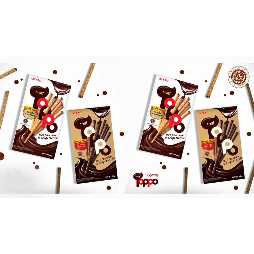 Jual Toppo Stick Chocolate & Vannila Chocolate Kemasan 40gr per 1 Box ...