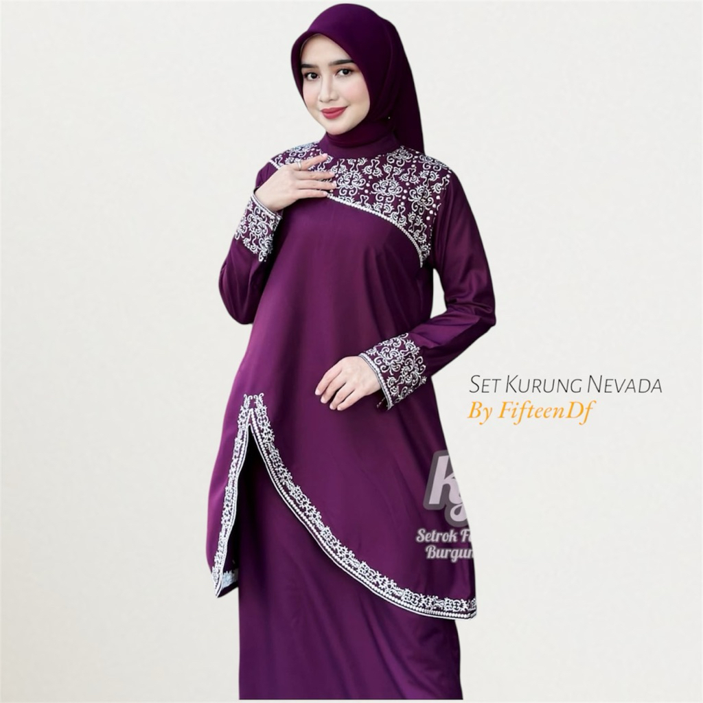 Jual One Set Kurung Melayu Nevada - Baju Kurung Bordir Malay Setelan ...