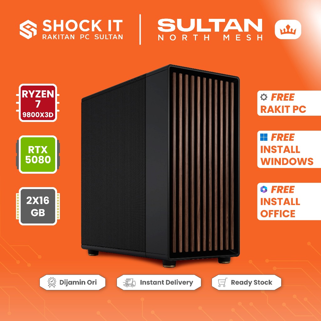 Jual PC RAKITAN SULTAN NORTH MESH | RYZEN 9800X3D |RTX5080 | 32GB ...