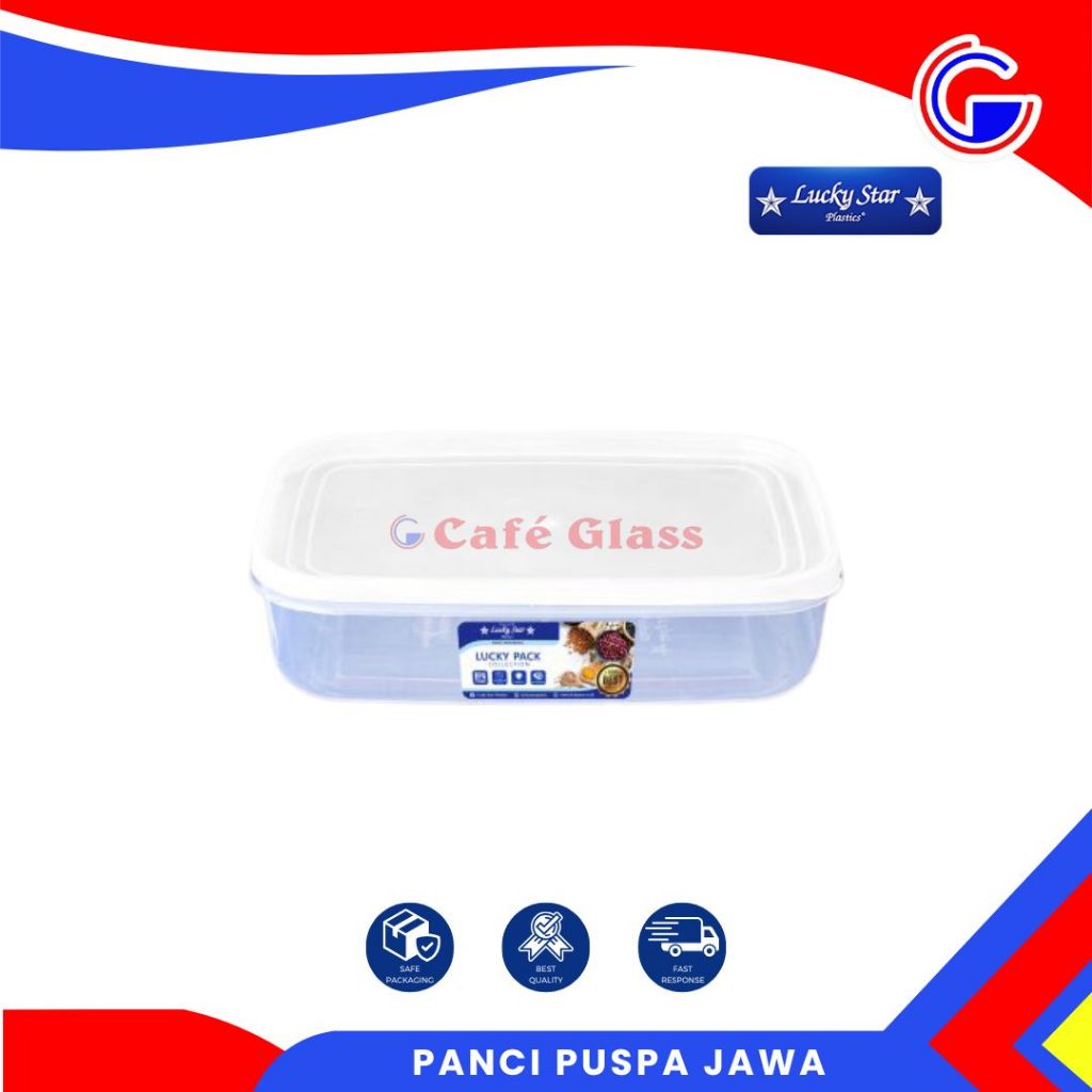 Lucky Star Lucky Pack 950ml - Wadah Kotak Makan Buah Bening - Toples Plastik Besar Kedap Udara Serbaguna 2484