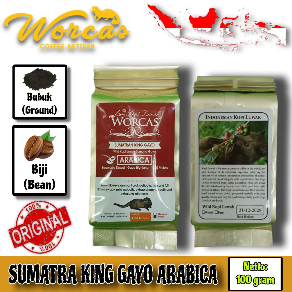 Jual WORCAS BALI KING, SUMATRA KING GAYO ARABICA, MANDHELING KING
