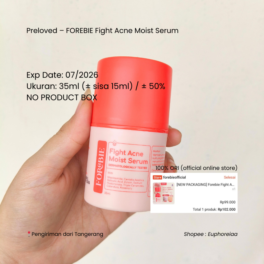 Jual Euphoreia | Preloved — FOREBIE Fight Acne Moist Serum (ED 07/2026 ...