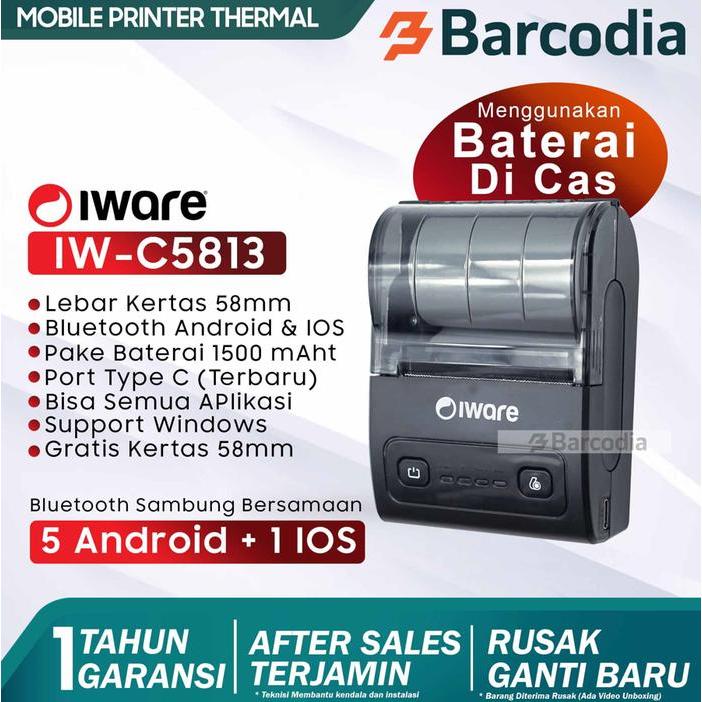 Jual Mobile Printer Bluetooth Thermal 58mm Iware C5813 RPP02N Portable ...