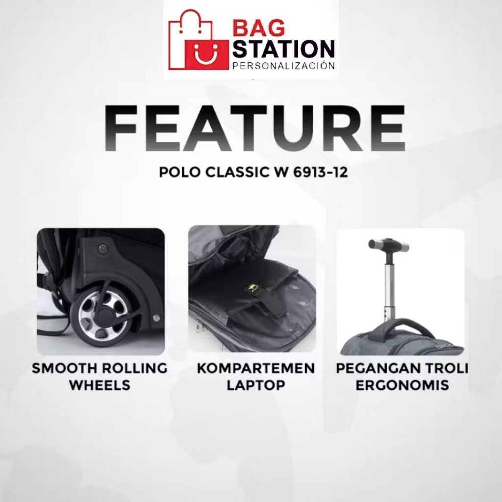 Jual NEW TAS RANSEL TROLI TROLLEY BACKPACK POLO CLASSIC ORIGINAL 2 RODA ...
