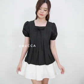ORECCA Grace Blouse Atasan Wanita Lengan Pendek Pita