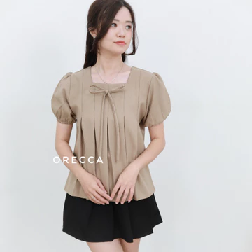 ORECCA Grace Blouse Atasan Wanita Lengan Pendek Pita