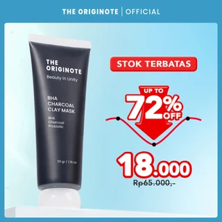 The Originote BHA Charcoal Clay Mask - Masker Wajah Mud Mask Komedo Eksfoliasi Wajah Mengangkat Sel Kulit Mati Menghilangkan Minyak Berlebih Peel Off Pengangkat Komedo Penghilang Jerawat Acne Mask dengan Charcoal BHA