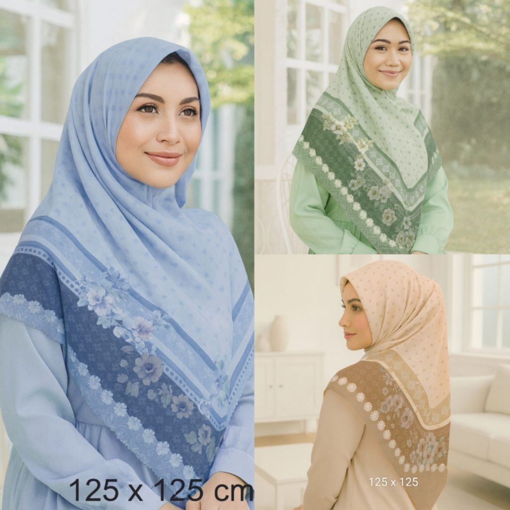 Hijab Story - Nonaraa Syari Series - Kerudung Segi Empat Motif Premium -  Jilbab Voal Jumbo Syari Lasercut