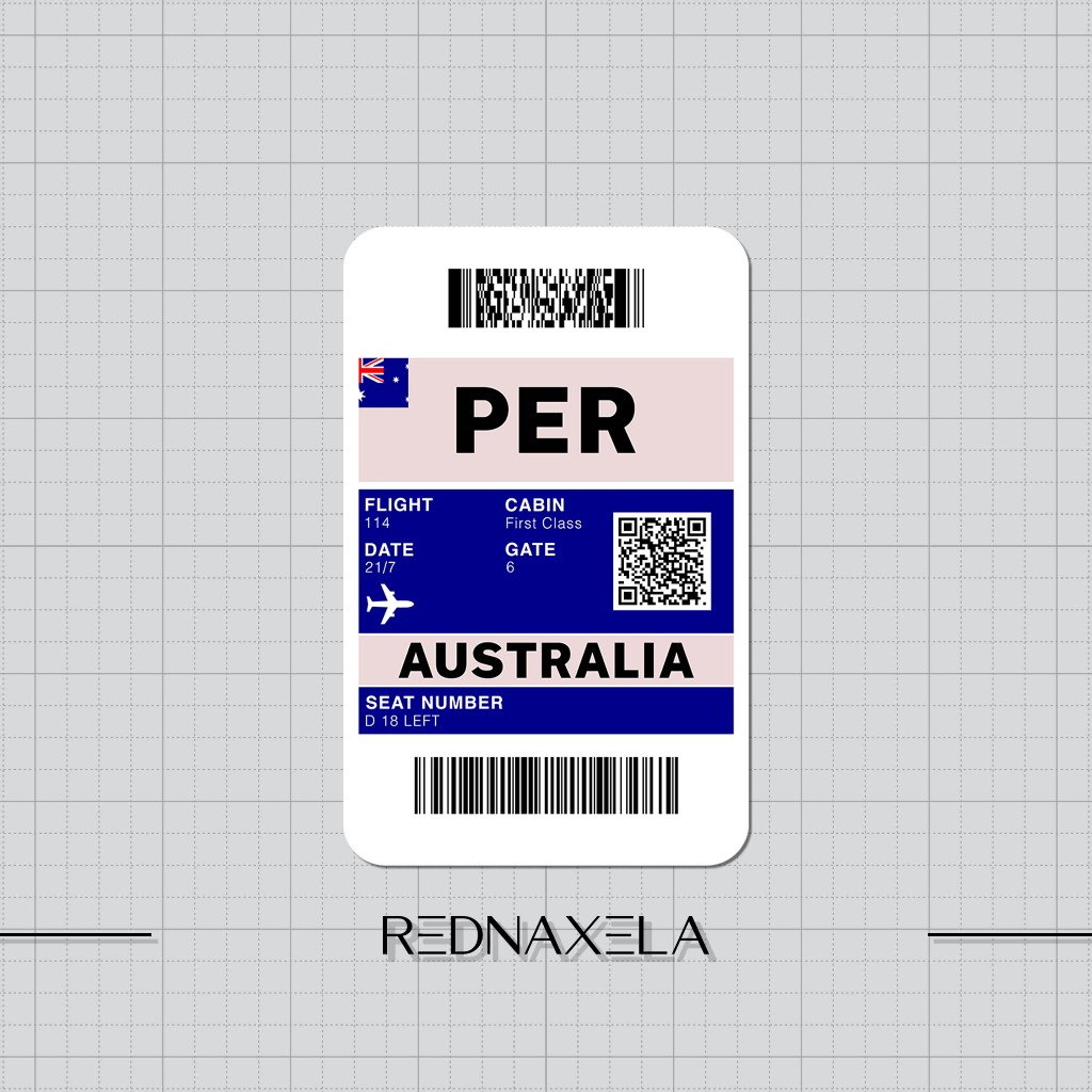 Jual Stiker Vinyl Boarding Pass PER Perth Australia Stiker Koper ...