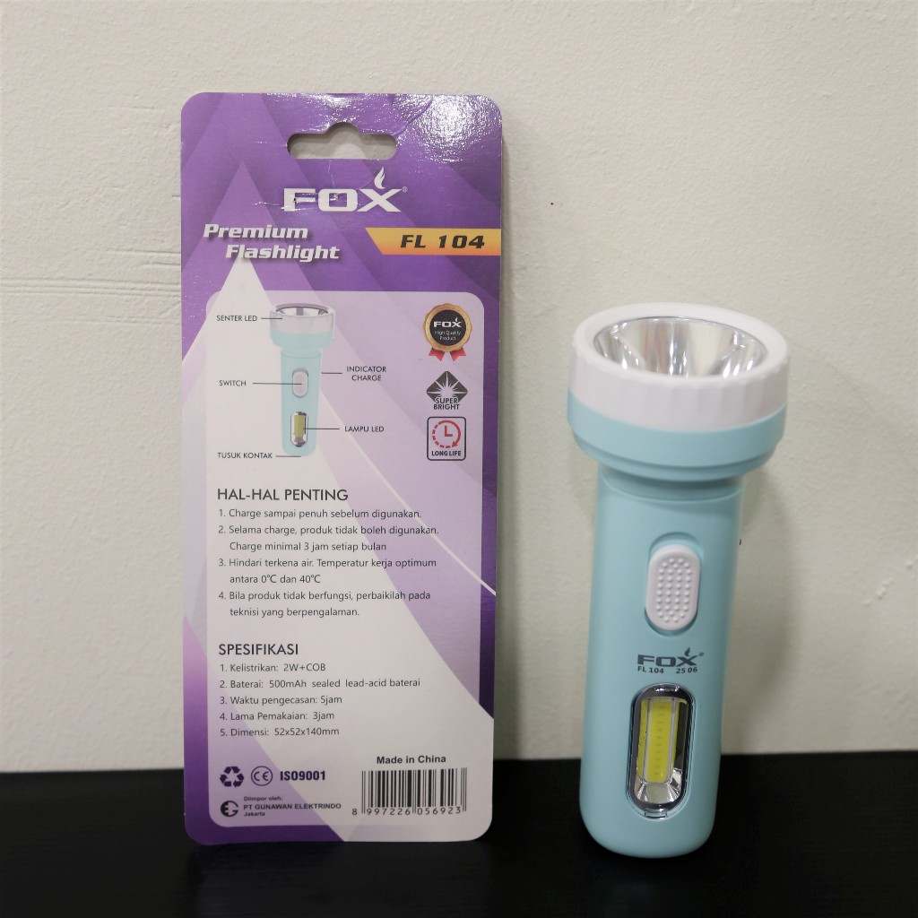 Jual Senter LED FOX FL 104 Rechargeable 500mAh – Premium Flashlight ...