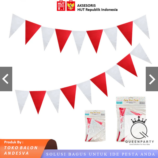 Jual endera kain spunboand merah putih / bunting flag HUT / umbul ...