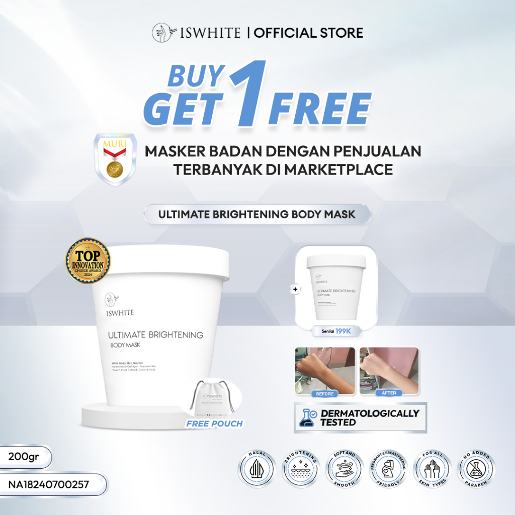 Jual [BUY 1 GET 1] ISWHITE Body Mask Pemutih - Masker Pencerah Badan ...