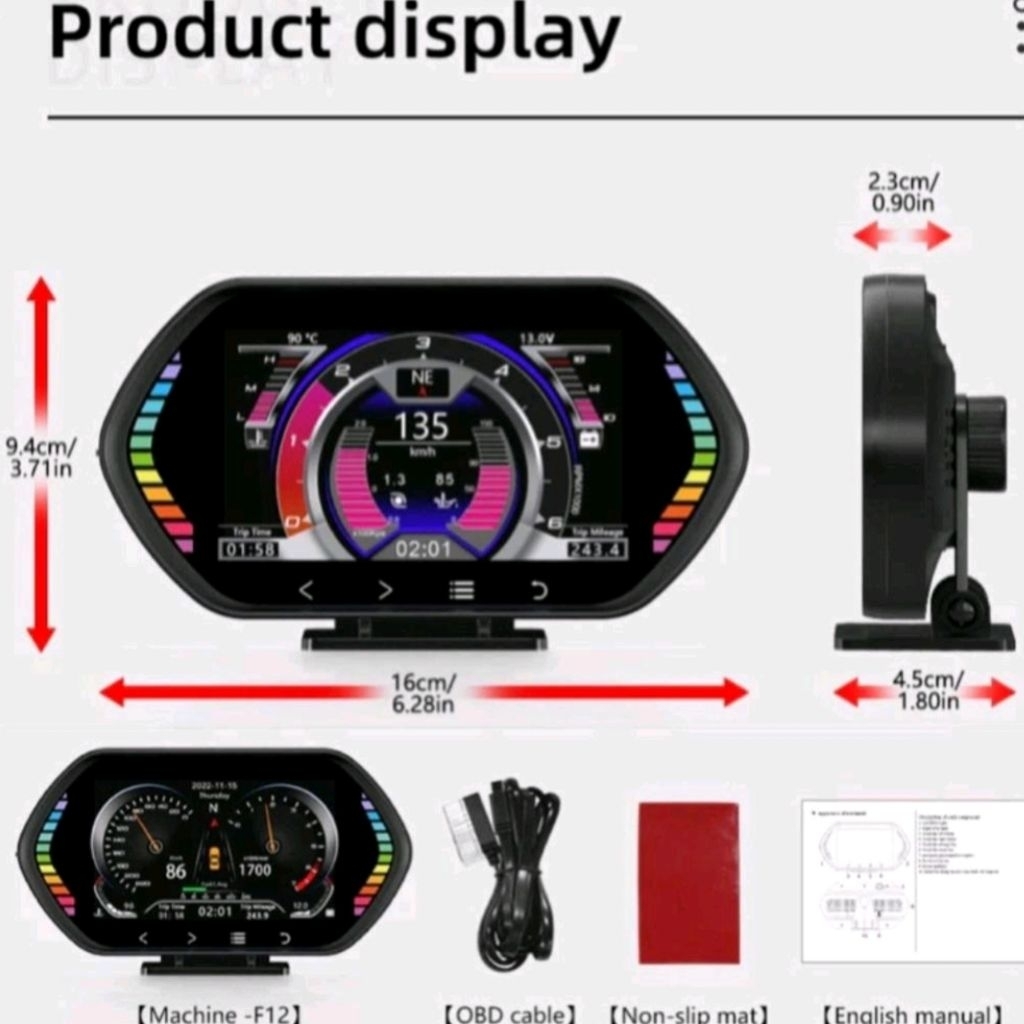 Jual Car Head Up Display F12 OBD2 GPS Speedometer - HUD F12 OBD2 GPS ...