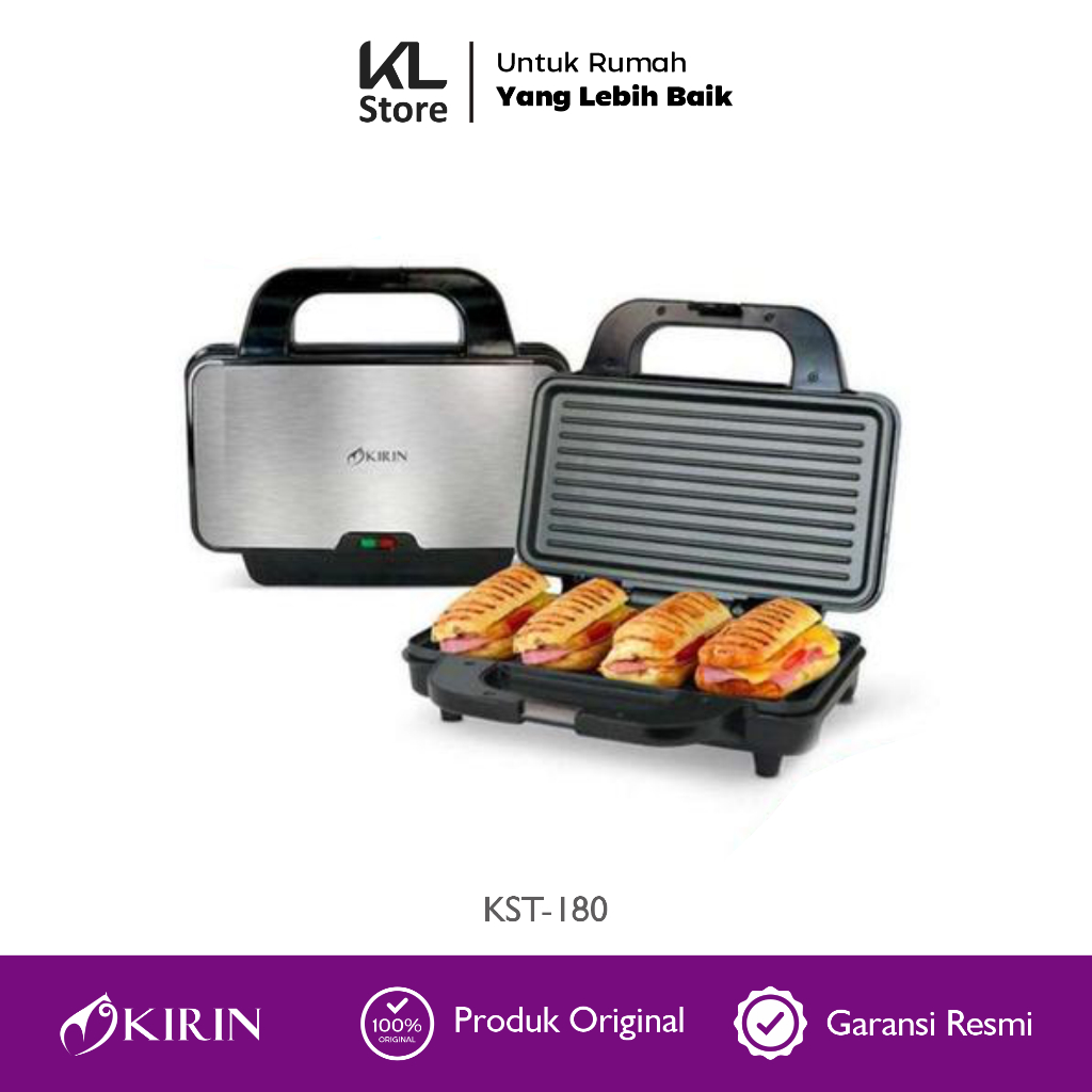 Jual KIRIN SANDWICH TOASTER KST-180 Griller / Pemanggang Roti Anti ...