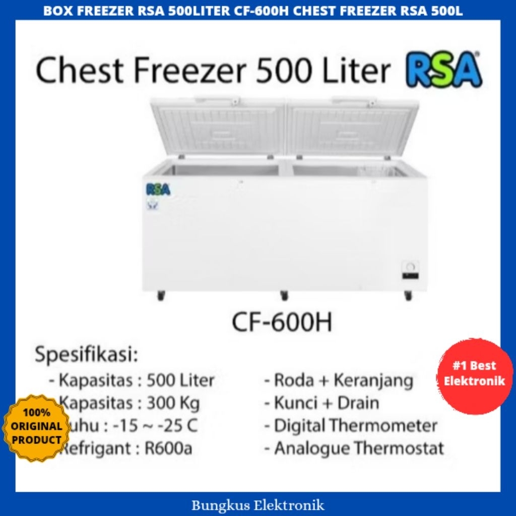 Jual BOX FREEZER RSA 500LITER CF-600H CHEST FREEZER RSA 500L | Shopee ...