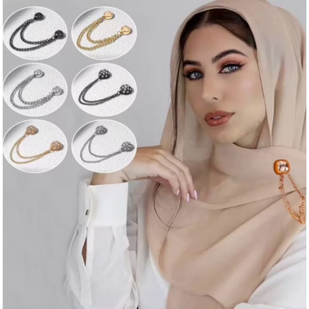 Jual Pin magnet hijab pin rantai hijab rantai magnet baju | Shopee ...