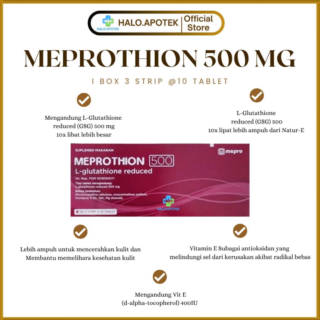 Jual Meprothion L-Glutathione 500mg 1box |30 tablet | Shopee Indonesia