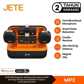 JETE Microphone Wireless MP2 Magnetic Mikrofon Type C With Adapter Lightning Mic Clip On Double
