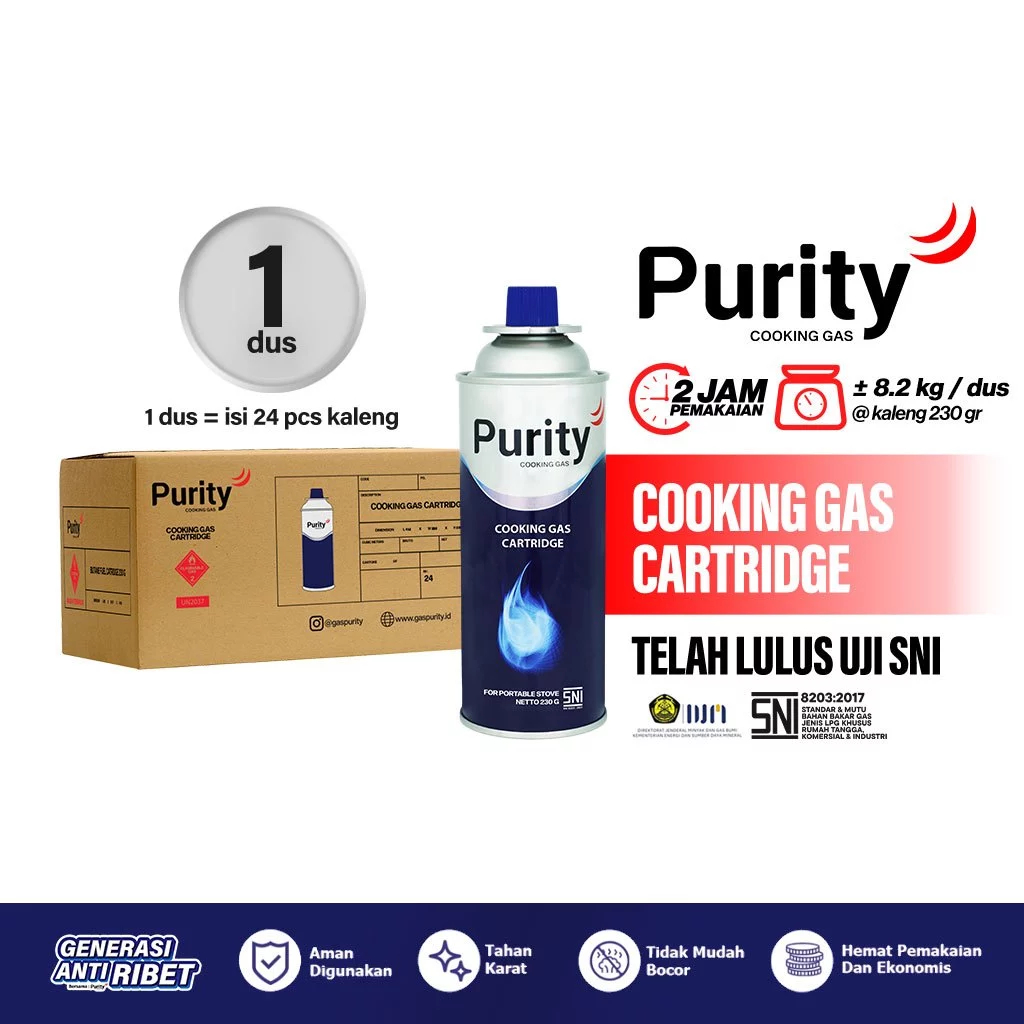 Jual Gas Portable Purity / Purity Cooking Gas Isi 24 pcs 230gr 1dus ...