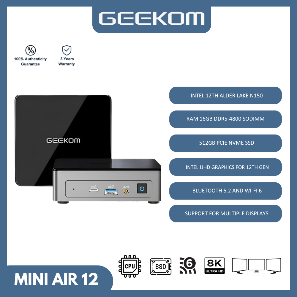 Jual Geekom Mini PC Air 12 Intel N150 RAM DDR5 16GB 512SSD Windows 11 ...