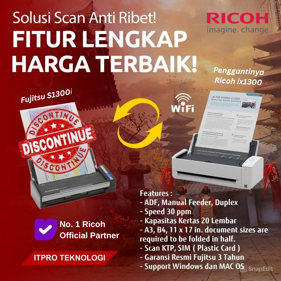 Jual SCANNER FUJITSU SCANSNAP IX-1300 / IX1300 / IX 1300 | Shopee Indonesia