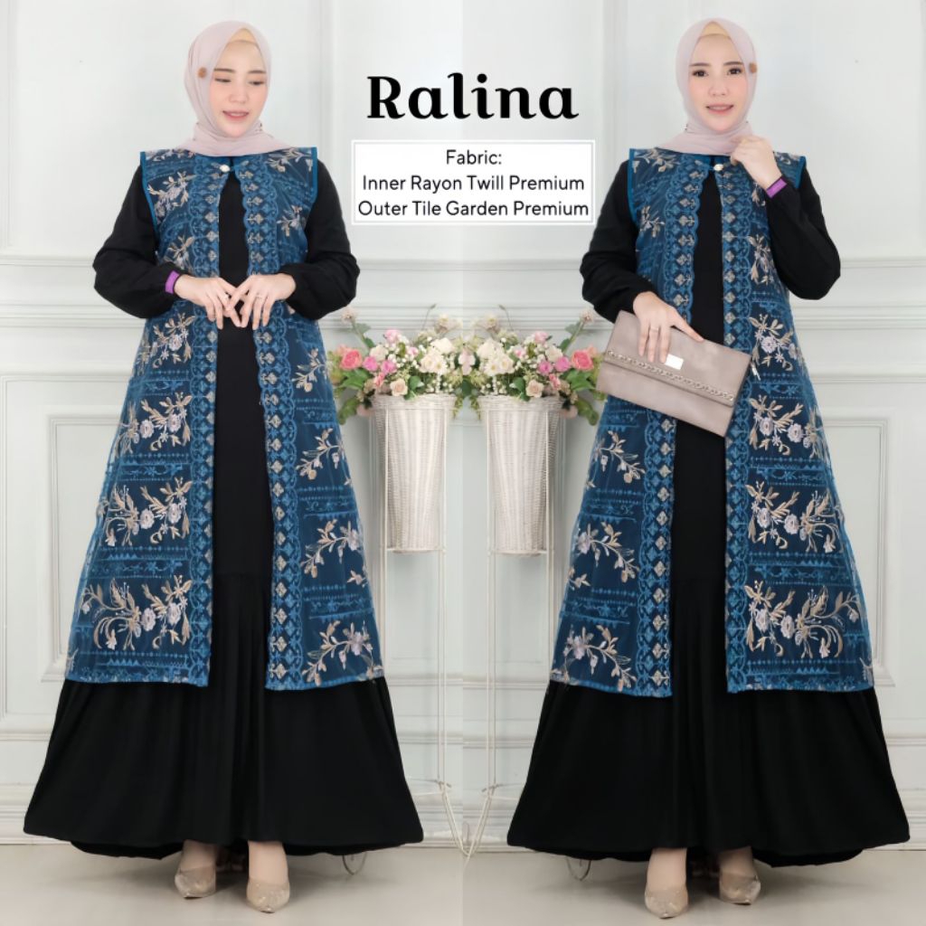 Jual Ralina Outer + Inner Tunik Wanita Cardigan Tile Garden Premium ...