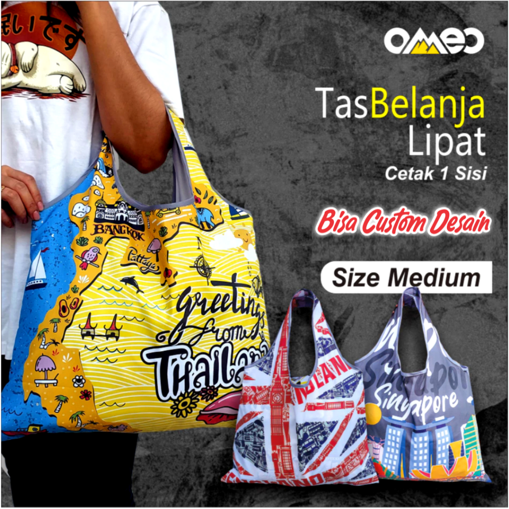 Jual Shopping Bag Tas Belanja Lipat Totebag Lipat Size Medium OMEO