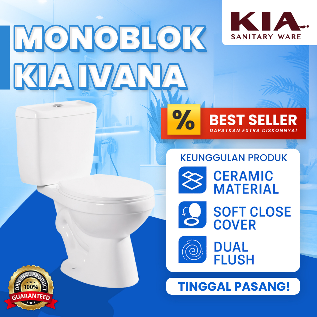 Kloset Duduk Soft Closing Dual Flush KIA Ivana 660 - Monoblock Murah Sudah Soft Close Jepara