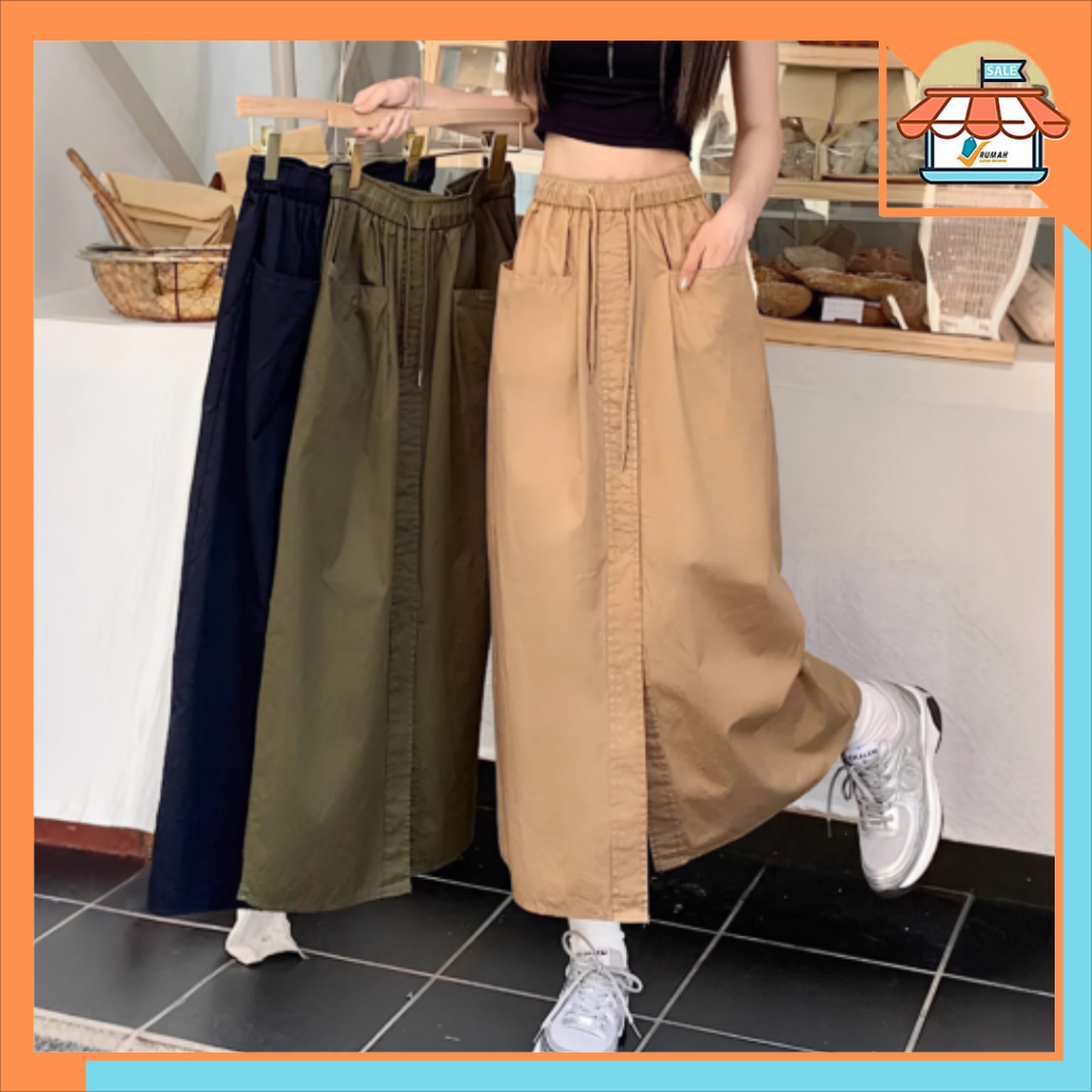 Jual RSB CPG539 Rok Cargo A-Line Wanita Bahan Katun Rok Korean Style ...