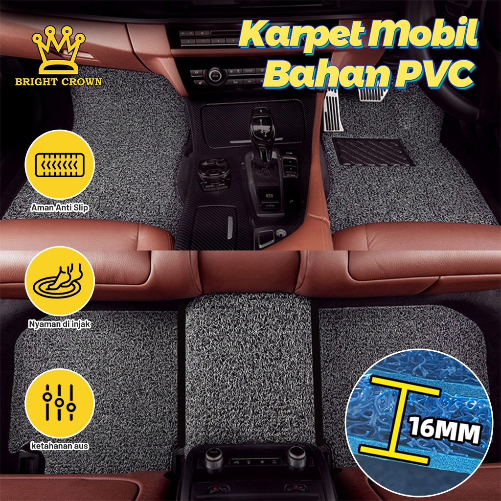 Bright Crown Karpet Mobil Premium Mie Bihun Ukuran Universal Ketebalan 16mm 1set/5pcs