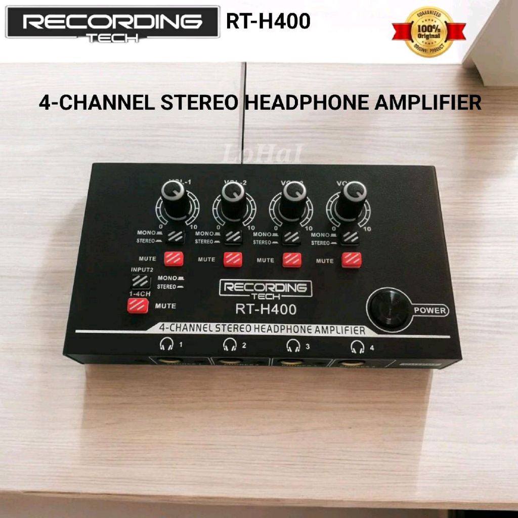Jual Recording Tech RT-H400 4 Channel Stereo Amplifier Headphone Audio ...