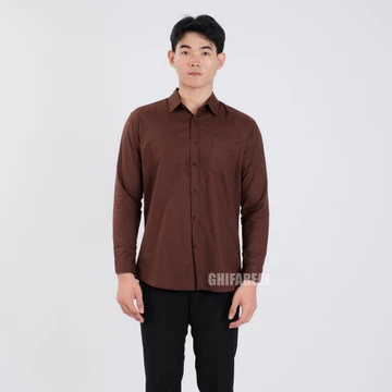 GHIFAREAL Kemeja Pria Butter Yellow Lengan Panjang Kemeja Polos Pria Soft Yellow Premium